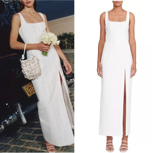 NWT STAUD Portrait Maxi Dress Gown Sz6 White Cocktail Wedding Party - Picture 1 of 8